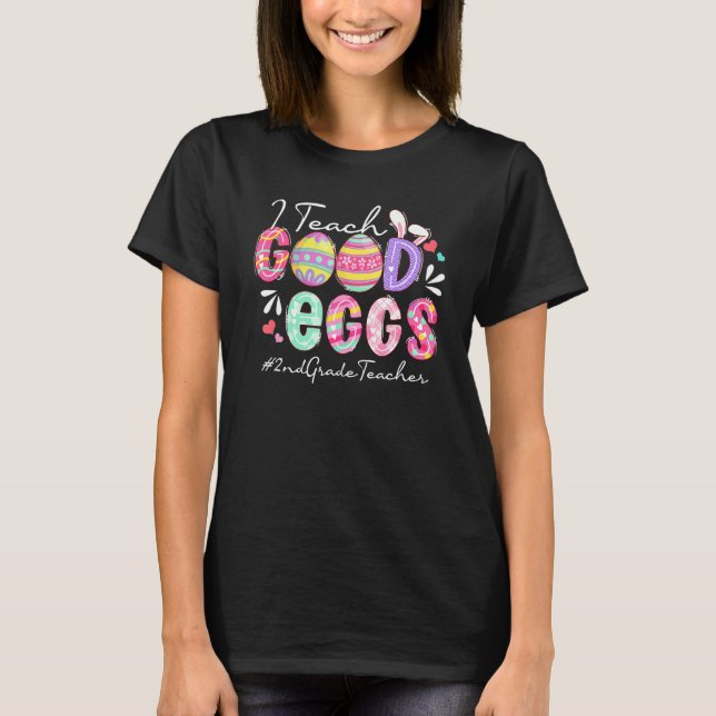 Funny I Teach Bra Eggs 2:e Klass-läraren Påsk M T Shirt (Framsida)