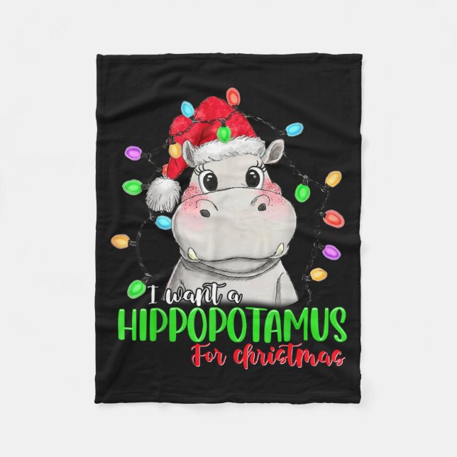 Funny I Want A Hiptamus For Christmas Xmas Hip Lov Fleecefilt (Framsidan)