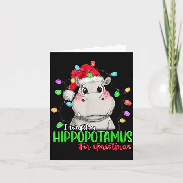 Funny I Want A Hiptamus For Christmas Xmas Hip Lov Kort (Framsida)