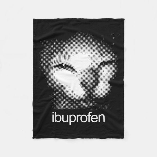 Funny Ibuprofen Cat Meme Retro Ugly Cat Face Mens  Fleecefilt (Framsidan)
