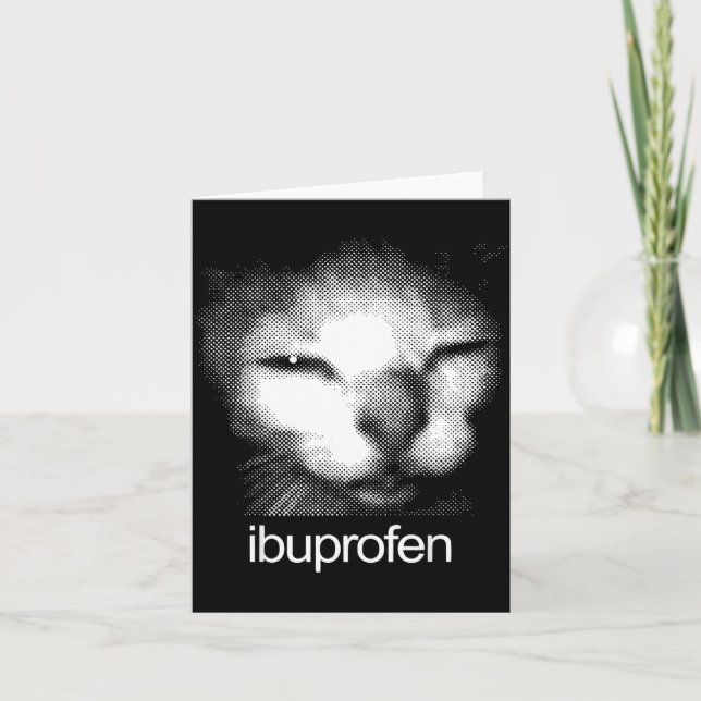 Funny Ibuprofen Cat Meme Retro Ugly Cat Face Mens  Kort (Framsida)