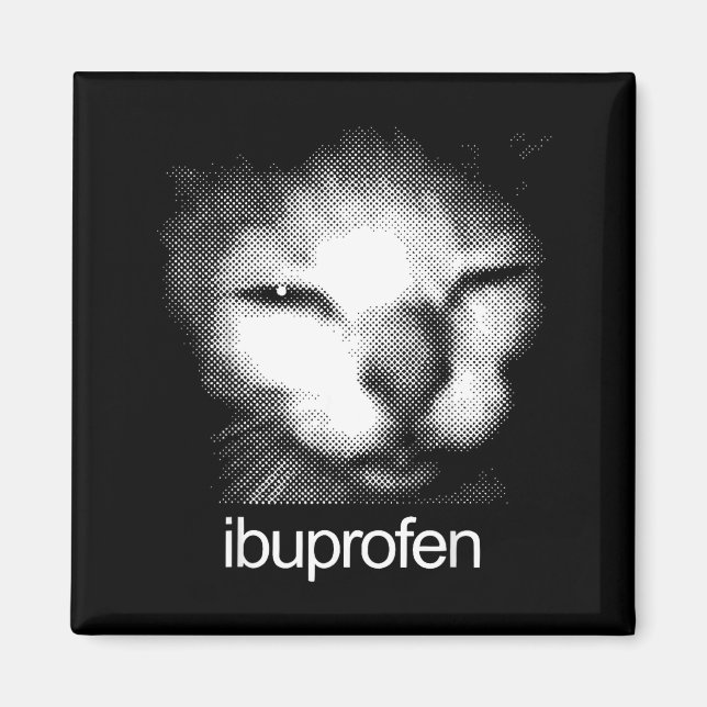 Funny Ibuprofen Cat Meme Retro Ugly Cat Face Mens  Magnet (Framsidan)