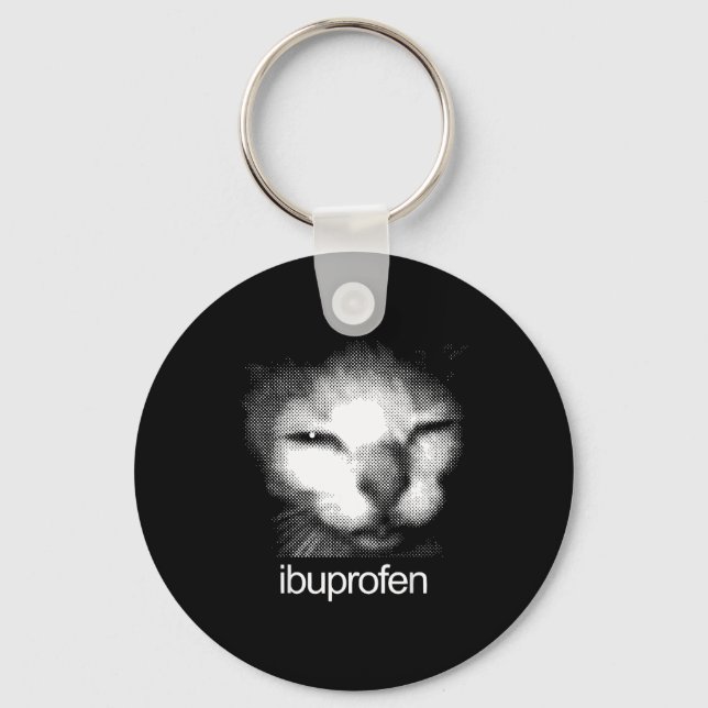 Funny Ibuprofen Cat Meme Retro Ugly Cat Face Mens  Nyckelring (Framsida)