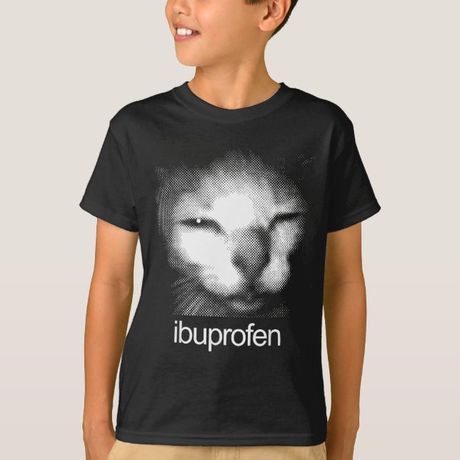 Funny Ibuprofen Cat Meme Retro Ugly Cat Face Mens  T Shirt (Framsida)