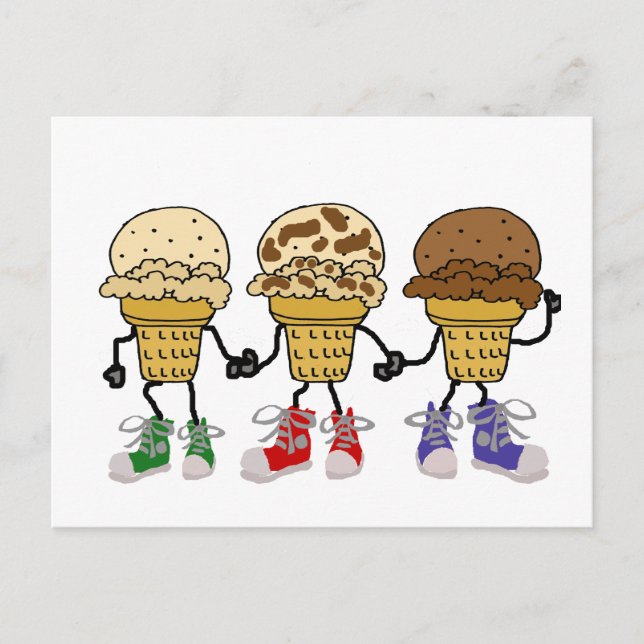Funny Ice Cream Cone Tecknade figurer Vykort (Framsida)