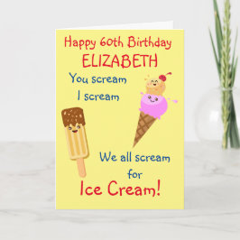 Funny Ice Cream Skräm Humor Cute Retro Birthday Kort