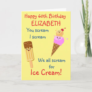 Funny Ice Cream Skräm Humor Cute Retro Birthday Kort