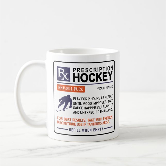 Funny Ice Hockey Mugg-förskrivningsdesign Kaffemugg (Vänster)