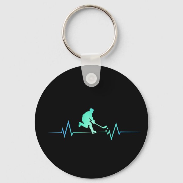 Funny Ice Hockey Player Heartslag Hockey Gift Nyckelring (Framsida)