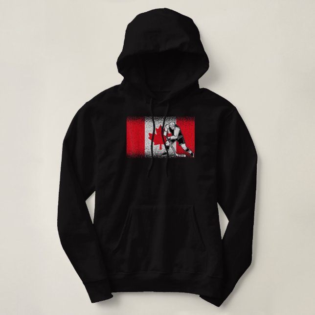 Funny Ice Hockey Player Maple Löv Canadian Flagga  T Shirt (Design framsida)