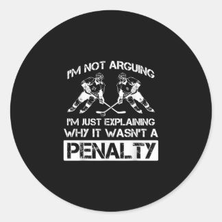 Funny Ice Hockey Player som diskuterar bötesstraff Runt Klistermärke