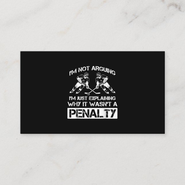 Funny Ice Hockey Player som diskuterar bötesstraff Visitkort (Framsida)