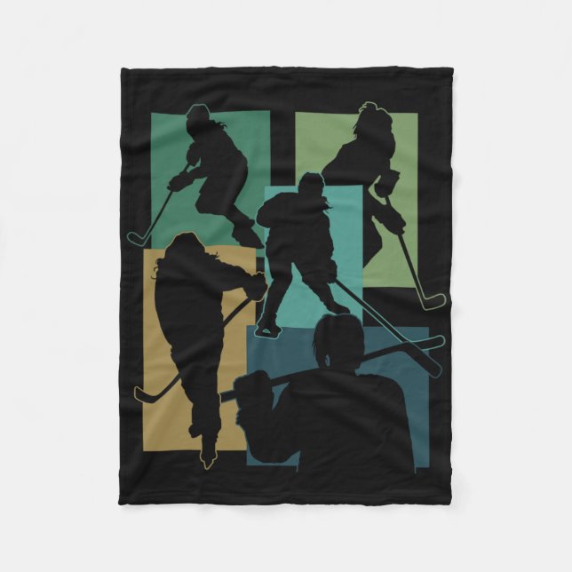 Funny Ice Hockey Puck Stick Winter Game Ice Hockey Fleecefilt (Framsidan)