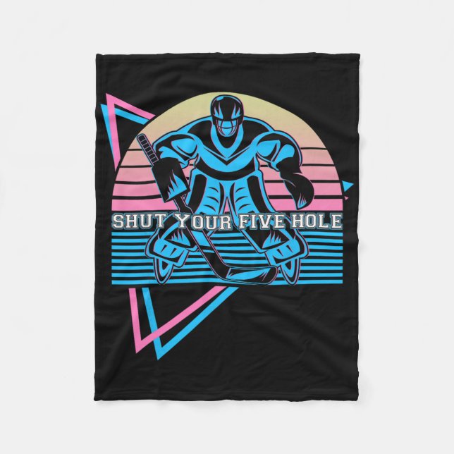 Funny Ice Hockey Retro Shut Your Five Hole  Fleecefilt (Framsidan)