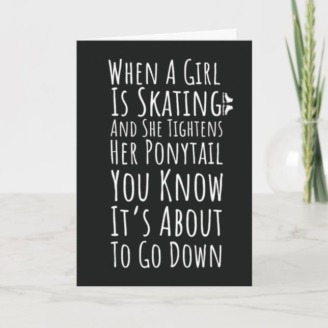 Funny Ice Skating Cards For Her Women Teen Girls Kort (Framsida)