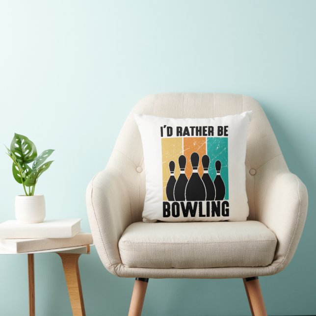 Funny "I'd Rather Be Bowling" Quote Kudde (Stol)