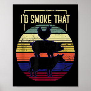 Funny ID Smoke that Bbq Chef Grillmaster Gift Barb Poster