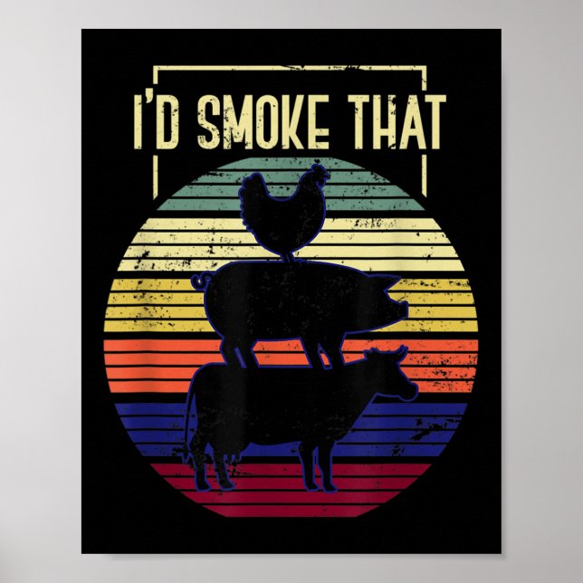 Funny ID Smoke that Bbq Chef Grillmaster Gift Barb Poster (Framsidan)