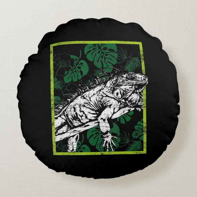 Funny Iguana Älskare Gift Rund Kudde (Framsidan)