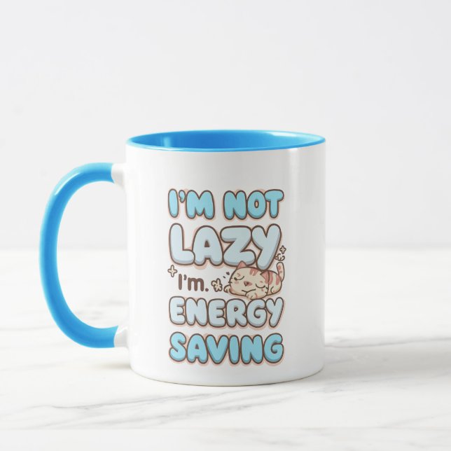 Funny "I'm Not Lazy" Blue Bubbly Font Mugg (Vänster)
