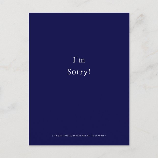 Funny I'm Sorry Apology Apologies Apologize Vykort (Framsida)
