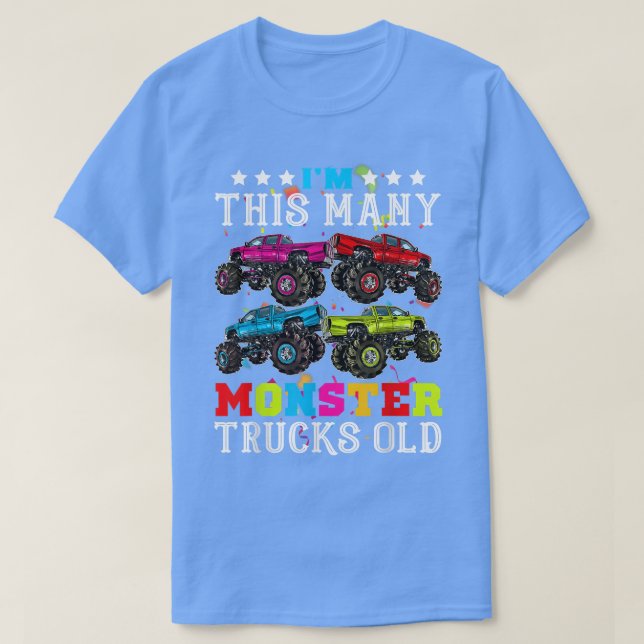 Funny Im This Many Monster Truck Old 4th Birthday  T Shirt (Design framsida)