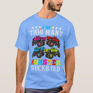 Funny Im This Many Monster Truck Old 4th Birthday  T Shirt