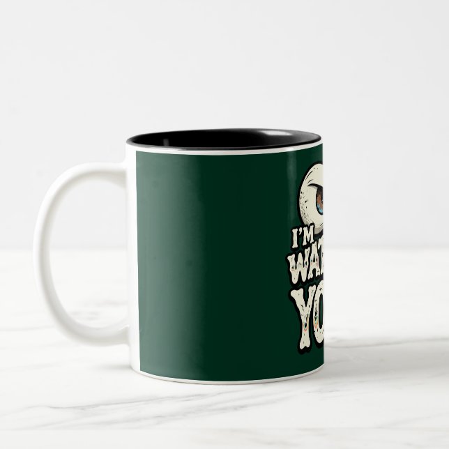Funny "I'M WATCHING YOU" Retro Eyes Coffee Mug - O Två-Tonad Mugg (Vänster)