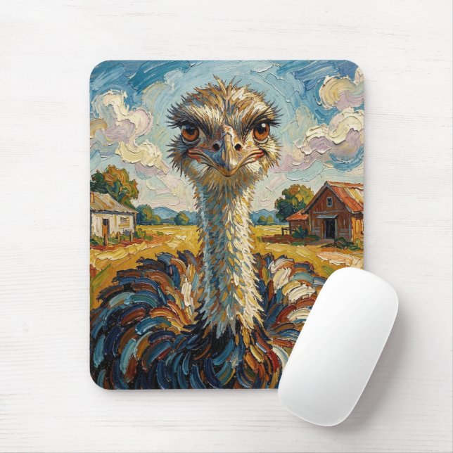 Funny Impasto Ostrich on a Ranch  Musmatta (Med mus)