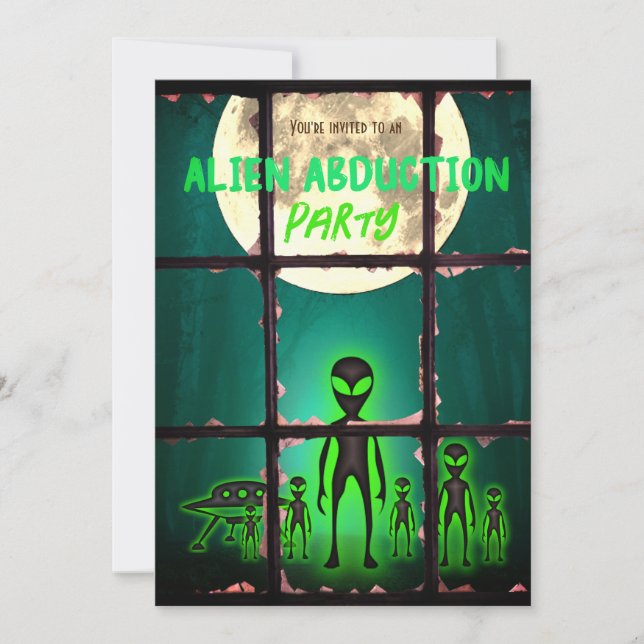 Funny inbjudan till Alien Abduction Party (Framsida)