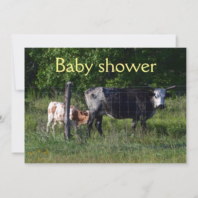 Funny inbjudan till babyduschen i Cattle (Framsida)