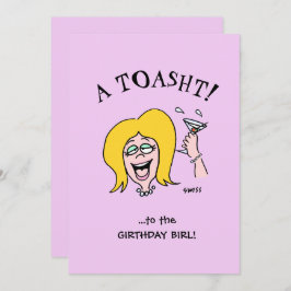 Funny inbjudan till Cute-Tecknad för kvinnlig Föde