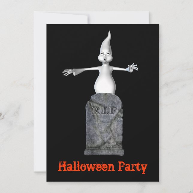 Funny inbjudan till Ghost Gravsten Halloween (Framsida)