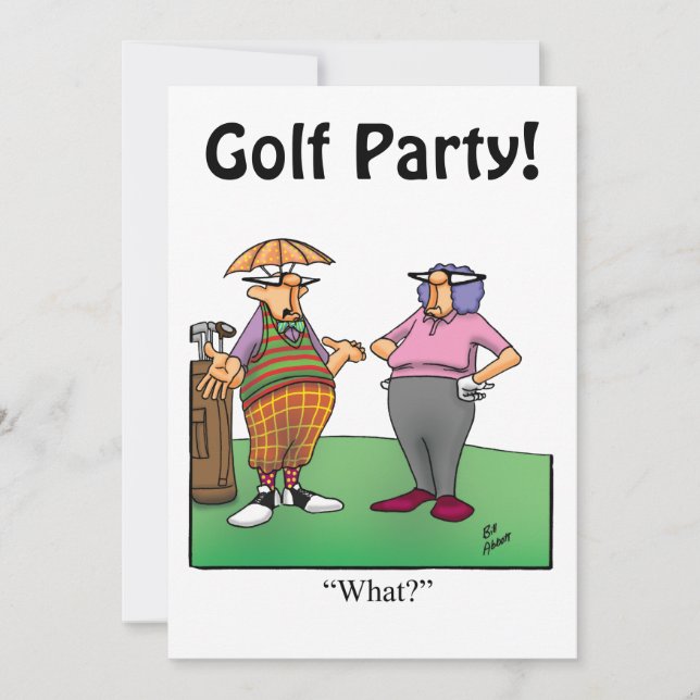 Funny inbjudan till Golf Humor-partiet (Framsida)