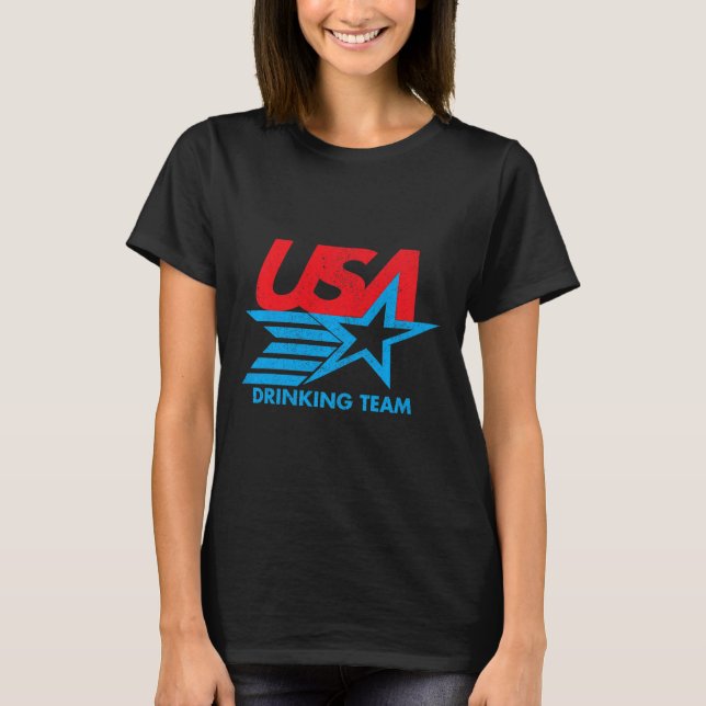 Funny Independence day T Shirt Usa Drinking Team 4 (Framsida)