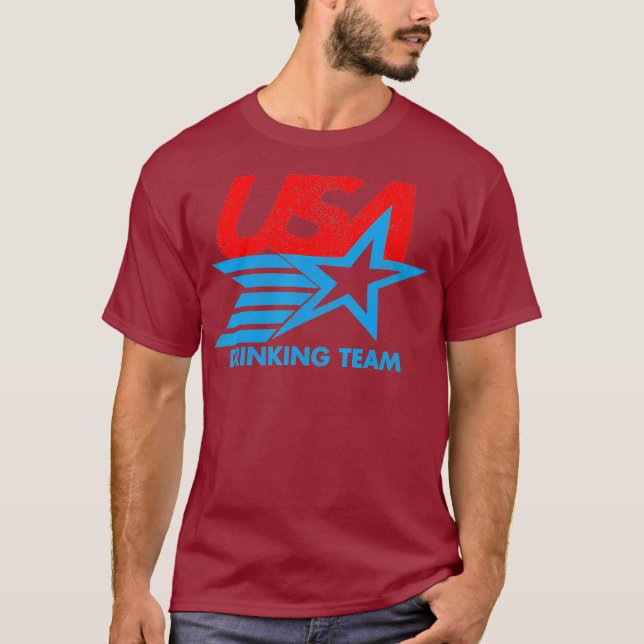 Funny Independence day T USA Drinking Team 4:e T Shirt (Framsida)