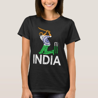 Funny India Flag Cricket Supporters Tee Indian Cri