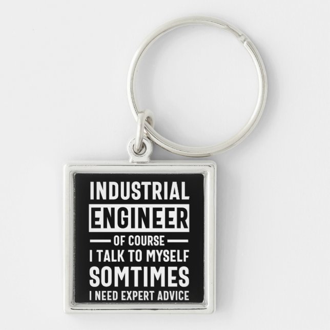 Funny Industrial Ingenjör Gift Fyrkantig Silverfärgad Nyckelring (Framsidan)