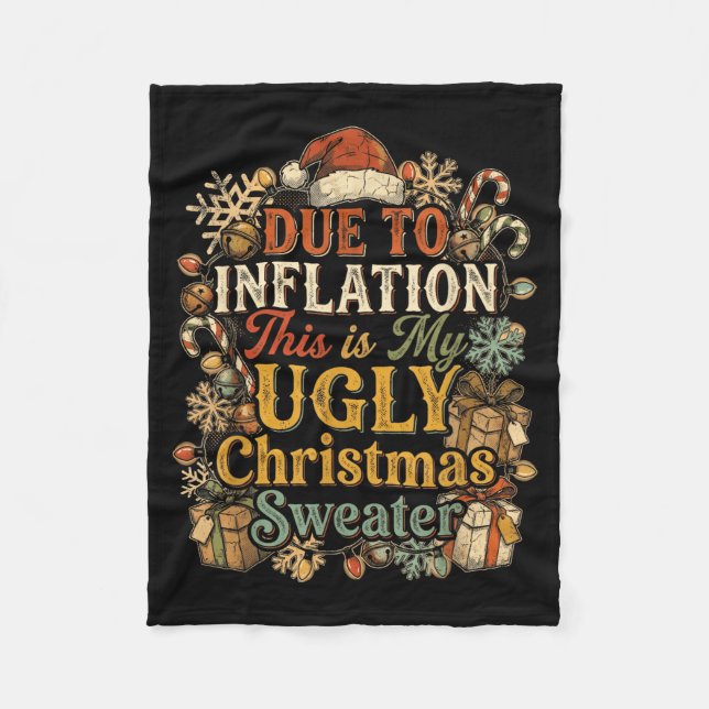 Funny Inflation Ugly Christmas Sweater Retro Vinta Fleecefilt (Framsidan)