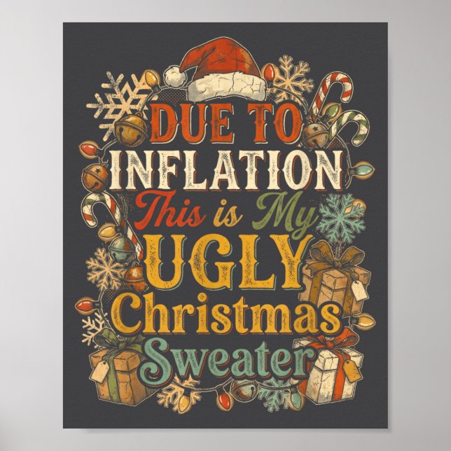Funny Inflation Ugly Christmas Sweater Retro Vinta Poster (Framsidan)