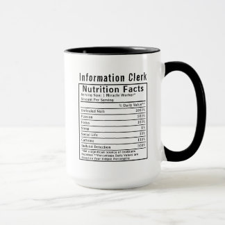 Funny Information Clerk Nutrition Facts Staff Gift Mugg