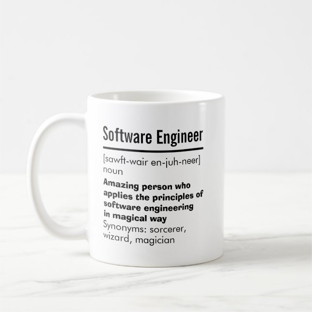 Funny Ingenjör-definitionsgåva för bästa Software Kaffemugg (Vänster)