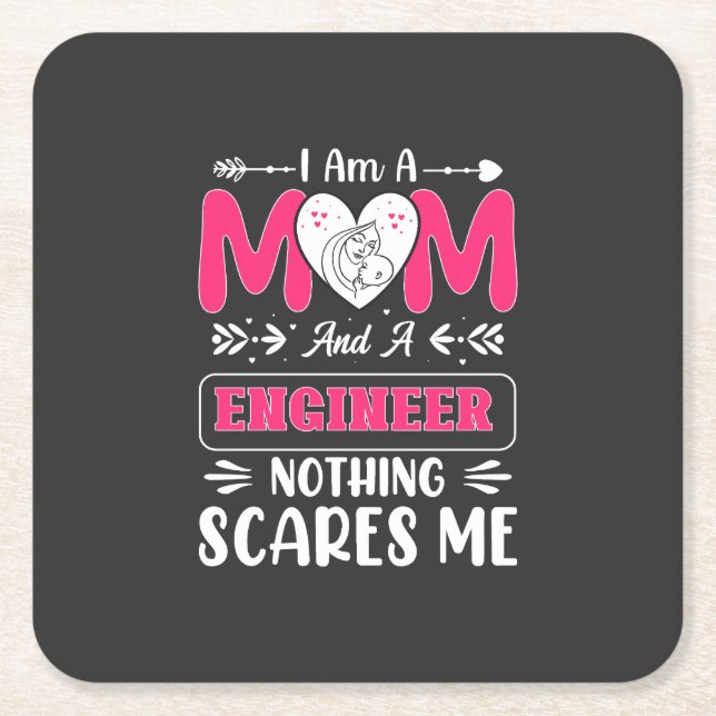 Funny Ingenjör Mamma, Ingenjör Mamma Underlägg Papper Kvadrat (Framsidan)