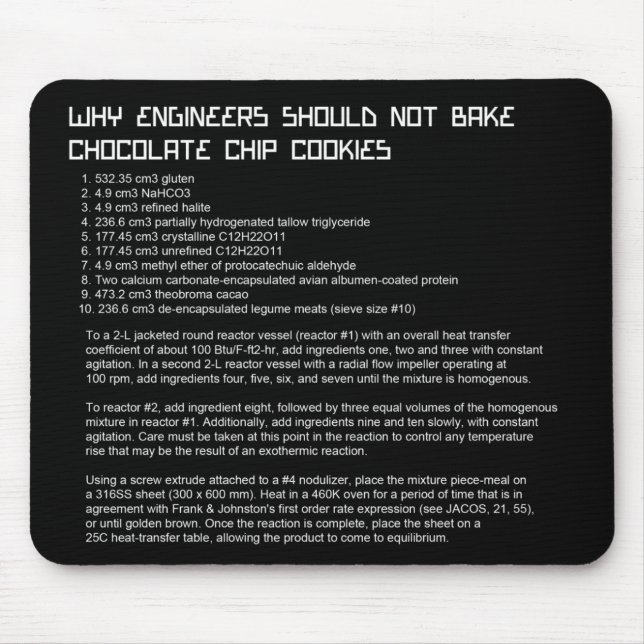 Funny Ingenjör Recipe Mousepad Musmatta (Framsidan)