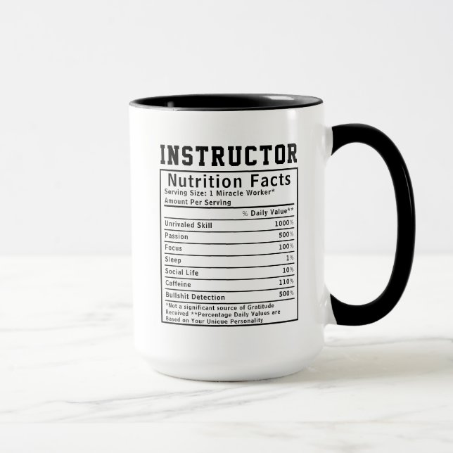 Funny Instructor Nutrition Facts Educator Gift Mugg (Höger)
