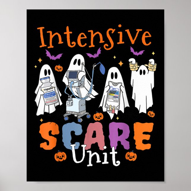 Funny Intensive Skräm Unit Nurses Boujee Ghost Hal Poster (Framsidan)