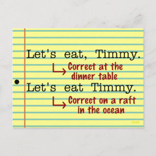 Funny interpunktion Grammar Vykort