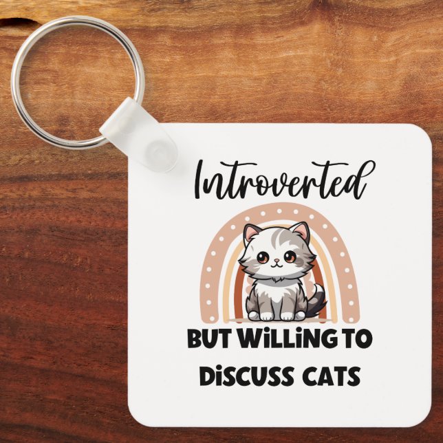 Funny Introvert Cat Lover Quote Nyckelring (Framsida)