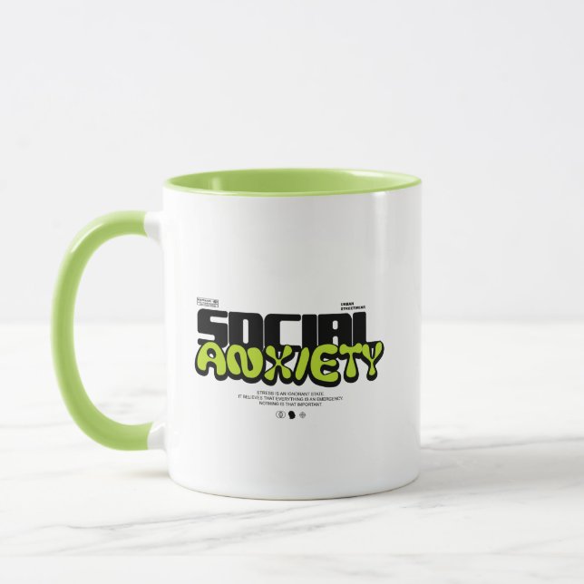 Funny Introvert "Social Anxiety" Quote Mugg (Vänster)