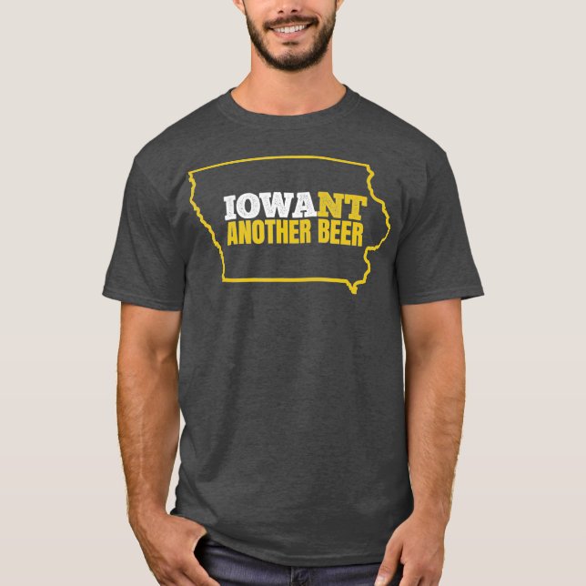 Funny Iowa Beer Distress Iowa, staten Karta T Shirt (Framsida)